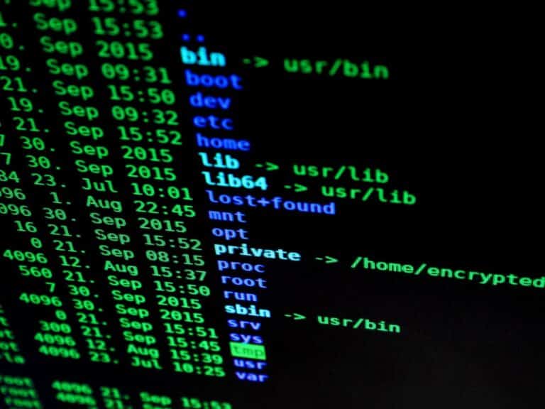 Computer terminal showing file directory listings.