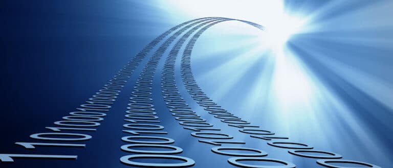 Binary code forming an upward digital path.