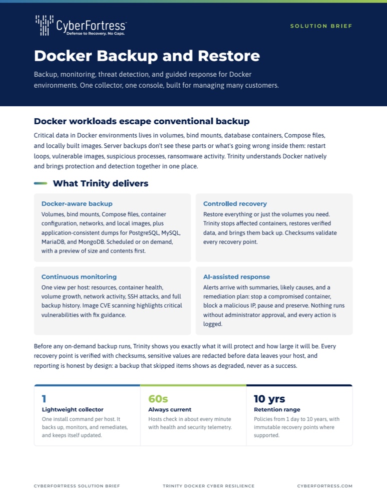 Docker Backup and Restore solution brief cover